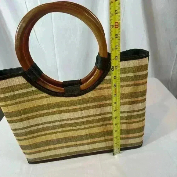 NWT Mad by Design Handcrafted Eco Friendly Bamboo Bag with wooden Handle - Picture 11 of 12